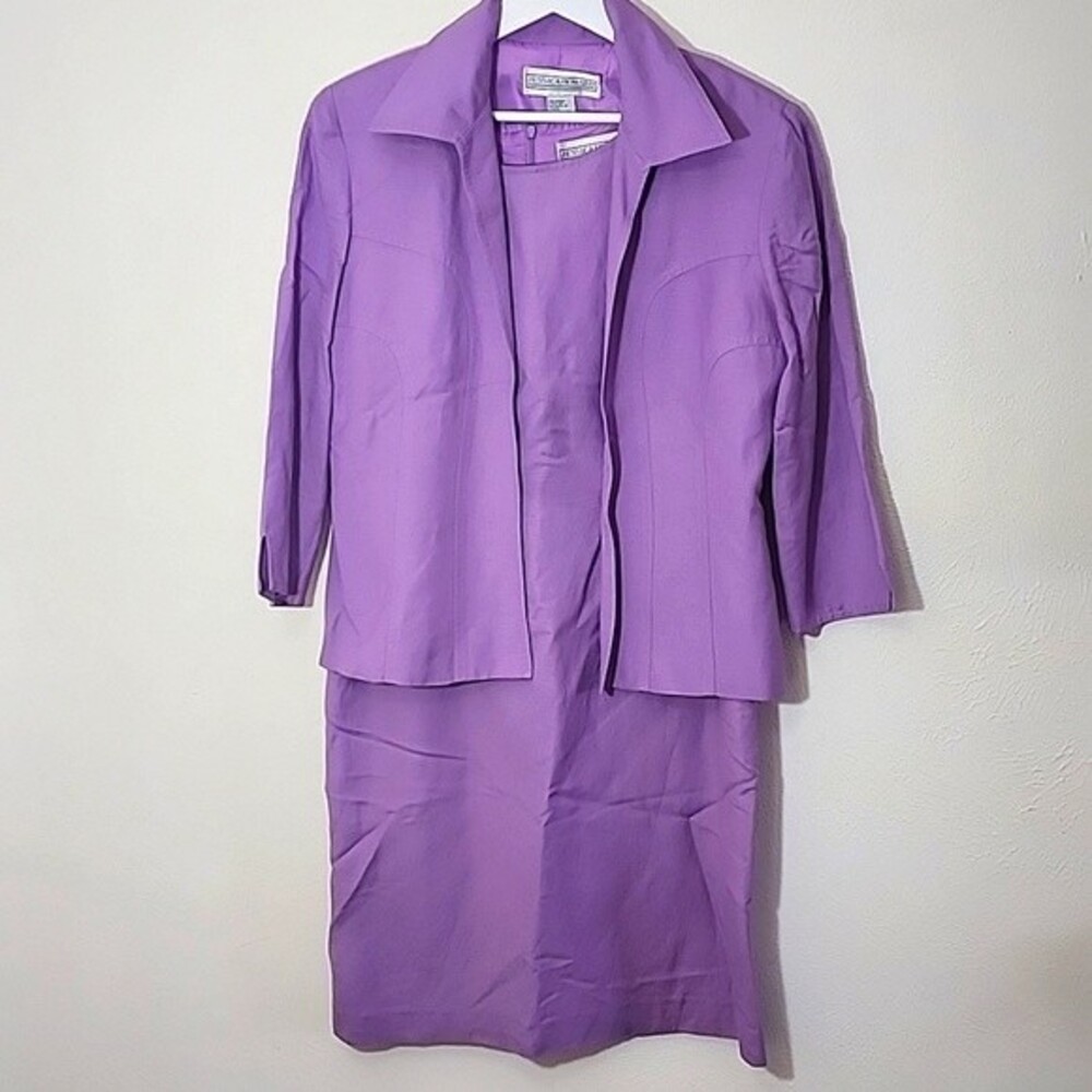 Jessica Howard purple pastel linen mix vintage dress with jacket/blazer Size 8